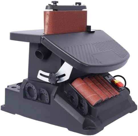 Vertical Oscillating Spindle Sander & Belt Sander, 2 IN 1 Combination Woodworking Machine 1-17/32' dust port, 5 Sanding Sleeves, 1575-2000RPM Adjustable Speed Control for Woodworking Projects