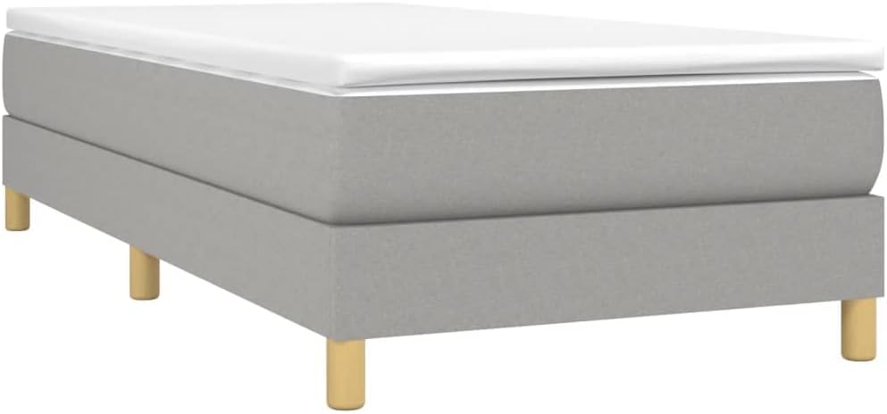 Light Gray Polyester Twin XL Bed Frame with Plywood and Engineered Wood Construction, Durable Fabric and Sturdy Support for Modern Bedroom, Breathable Material and Sleek