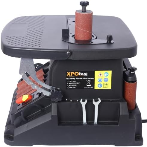 Vertical Oscillating Spindle Sander & Belt Sander, 2 IN 1 Combination Woodworking Machine 1-17/32' dust port, 5 Sanding Sleeves, 1575-2000RPM Adjustable Speed Control for Woodworking Projects