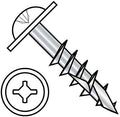 10-9X2 1/2 Phil Square Round Washer Deep Thread Wood 2 Type17 2/3 Thread Zinc White Head (Pack Qty 2,000) BC-1040DXRW217W By Shorpioen
