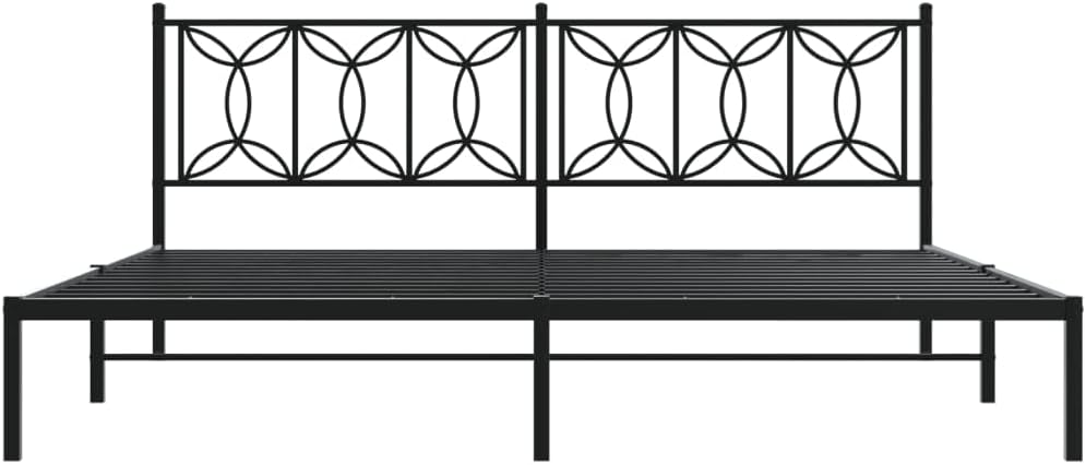 Modern Rectangular Full Bed Frame, Black Matte Steel Platform with Ample Under-Bed Storage, Durable Metal Slats for Mattress Support, Easy Assembly Bedroom Furniture Set