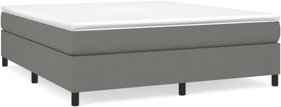 Dark Gray Fabric King Size Bed Frame with Plywood and Engineered Wood Support, Breathable Polyester Material for Modern Bedroom, Durable Sturdy Frame and Easy Assembly Design