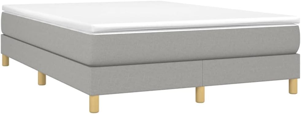 Light Grey Queen Fabric Bed Frame with Polyester Upholstery and Engineered Wood Support, Includes Plywood Slats for Enhanced Mattress Stability and Comfort, Durable