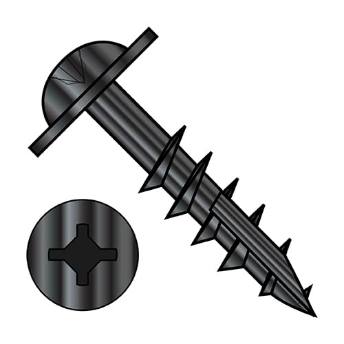 8-11X2 1/2 Square Phillips Drive Round Washer Deep Thread Type17 2/3 Thread Black Oxide - ECS-0840DXRW17B