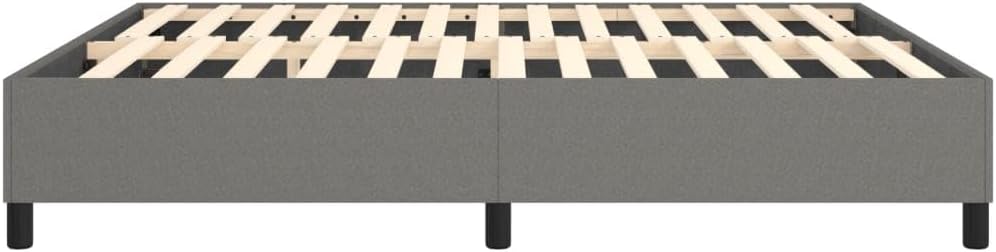 Dark Gray Fabric King Size Bed Frame with Plywood and Engineered Wood Construction, Durable Polyester Upholstery for Modern Bedroom, Breathable Material and Easy Assembly