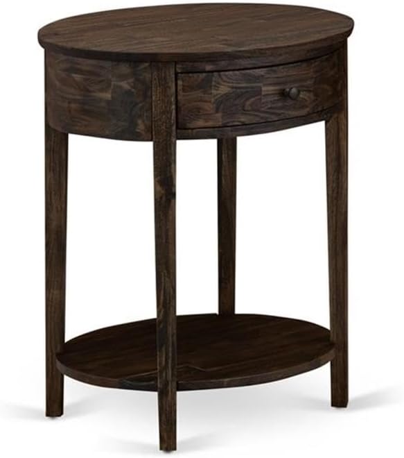 East West Furniture GB28K-2HI07 3-Piece Granbury Bedroom Set with Button Tufted King Size Bed and 2 Distressed Jacobean Small Nightstands - Brown faux Leather with Brown Texture and Black Legs