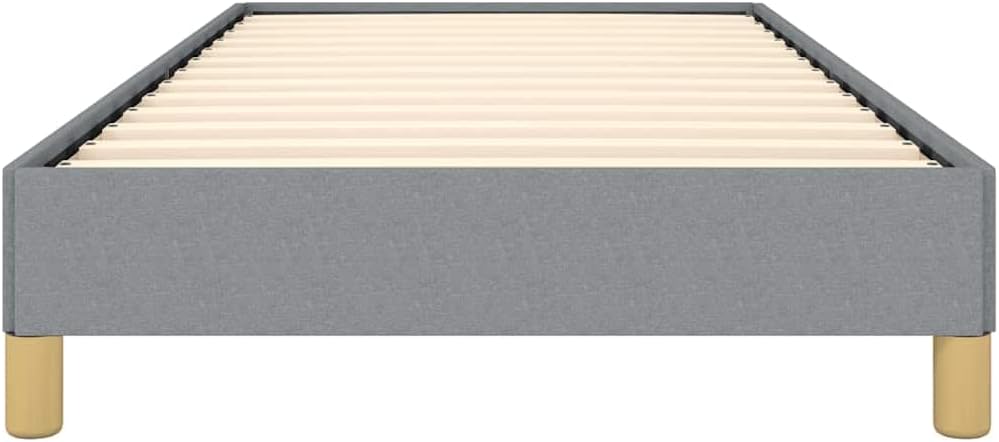 Light Grey Twin Fabric Bed Frame with Modern Design, Breathable Polyester Upholstery and Sturdy Support, Easy Assembly Included, Solid Wood Construction for Bedroom Decor