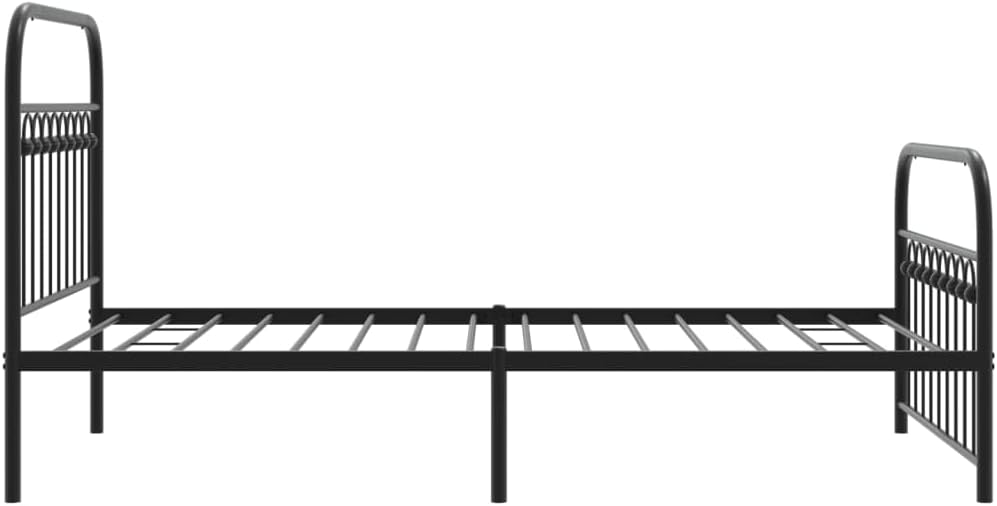 Black Steel Bed Frame 39.4x78.7 Inches with Headboard and Footboard, Sturdy Metal Platform for Ample Under-Bed Storage Space, Easy Assembly with Sleek Matte Finish, Durable