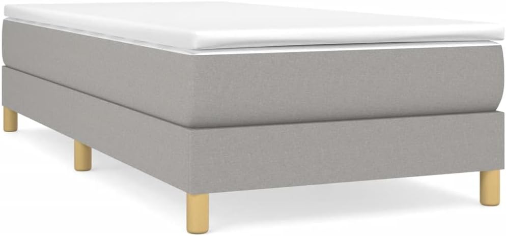 Light Gray Polyester Twin XL Bed Frame with Plywood and Engineered Wood Construction, Durable Fabric and Sturdy Support for Modern Bedroom, Breathable Material and Sleek