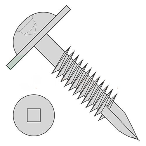 #7 x 1 1/4' Deep Thread Wood Screws/Pocket Hole/Square Drive/Round Washer Head/Type 17 / Steel/Plain/Fine Thread/Type 17 Point & Chip Cavity (Carton: 8,000 pcs)