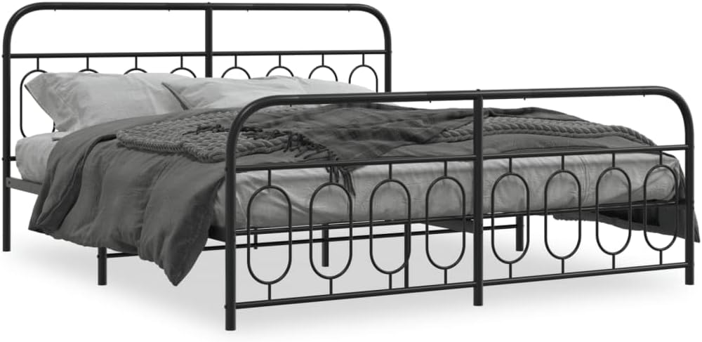 Bed Frame Full Modern Black Steel Frame with Storage, Sturdy Base - Rectangular Beds & Bedroom Set
