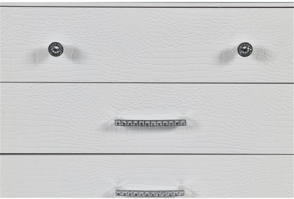 Pemberly Row Contemporary Solid Wood 3-Drawer Nightstand, White Finish, 31.1'' W x 18.11'' D x 29.33'' H, Durable Veneers, Embossed Inlay, Bedroom Storage Furniture