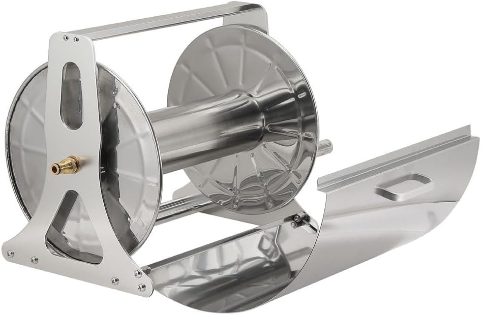 Portable Stainless Steel Garden Hose Reel Cart for Watering Lawns, Watering Car Wash Water Pipe Storage Rack - Holds Up to 229Ft 1/2 Inch