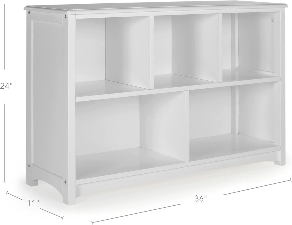 Guidecraft Classic Bookshelf - Gray: Wooden 5-Compartment Storage Shelving Unit for Kids Toys, Books, Paper, TV, and Bins - Children's Playroom Bookcase Furniture