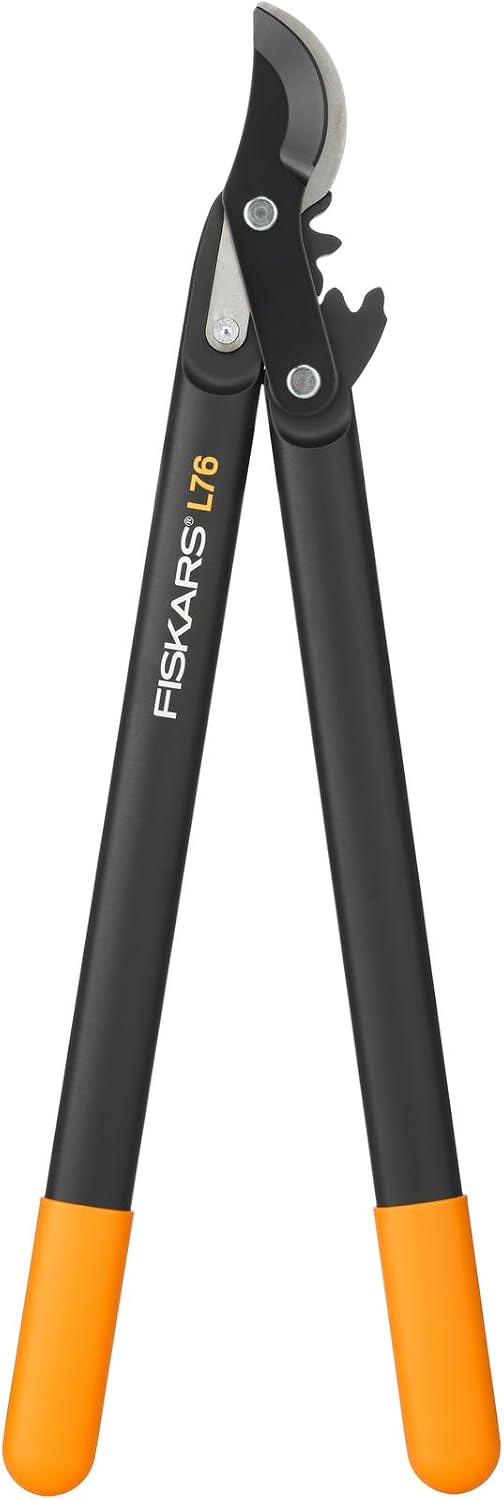 Fiskars PowerGear Lopper Bypass, Scissor Head (M) L76, Patented Mechanism PowerGear II, Cutting Diameter : 2.8 cm, Hardened steel blades with non-stick coating, Length: 56 cm, Black/Orange, 1001553