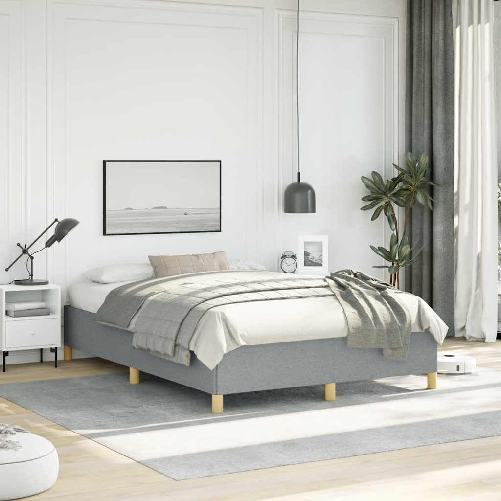 Light Grey Upholstered Bed Frame with Polyester and Engineered Wood, Full Size Modern Platform Bed for Adults, Breathable Fabric and Durable Design, Easy Assembly