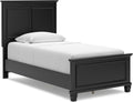 Signature Design by Ashley Lanolee Transitional Twin Panel Bed with Tapered Feet, Foundation or Box Spring Needed, Black
