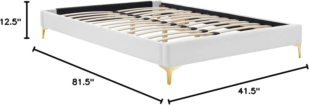 Modway MOD-6305-WHI Sutton Twin Performance Velvet Bed Frame, White