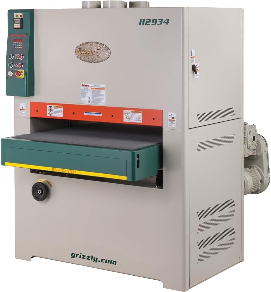 Grizzly Industrial H2934-37' 20 HP 3-Phase Double-Head Wide-Belt Sander