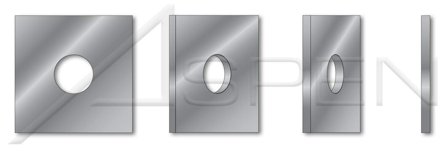 (250 pcs) 1/2', ID=9/16', OD=2', THK=0.187', Square Flat Washers, Steel, Hot Dip Galvanized