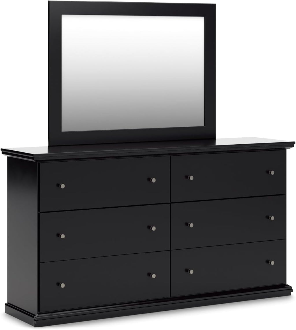 Signature Design by Ashley Maribel Traditional 6-Drawer Dresser and Mirror with Safety Stop, Black