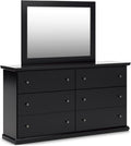 Signature Design by Ashley Maribel Traditional 6-Drawer Dresser and Mirror with Safety Stop, Black