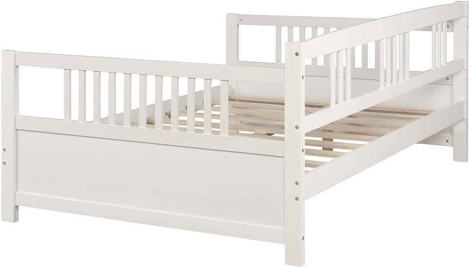 Harper & Bright Designs Wooden Daybed Full Size Frame, Classic Sofa Day Bed with Wood Slats Support & Wood Legs for Living Room, White