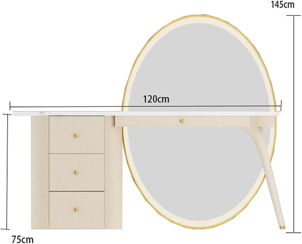 Dressing Table Dresser Makeup Table Bedroom Full Mirror Storage Cabinet Set Ladies Makeup Drawer Makeup Table Dressing Table with Mirror(120cm)