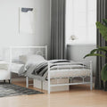 White Steel Twin Bed Frame Rectangular Industrial Design with Durable Metal Construction and Underbed Storage Space for Modern Bedrooms