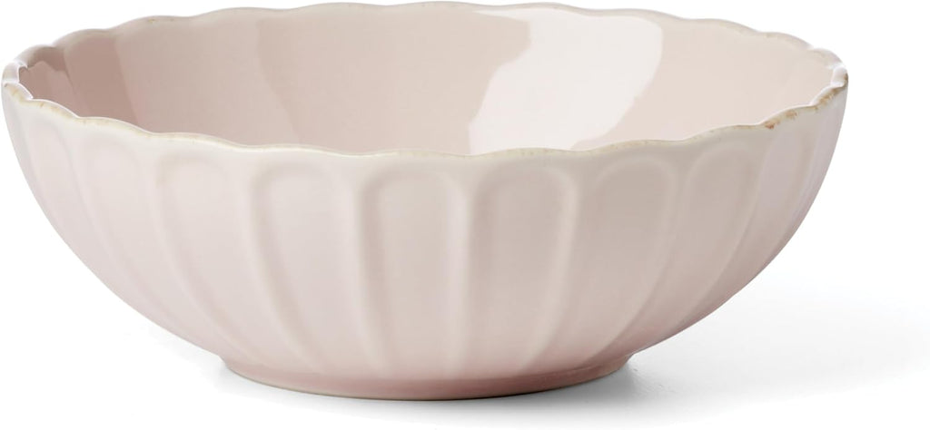 Lenox Dinnerware Set, French Perle Scallop Blush 12-Piece Set, Service For 4, Stoneware, Dishwasher Safe, Microwave Safe, Plates and Bowls sets, Dish Set, Plate Set, Home And Kitchen (Pink, 12 Piece)