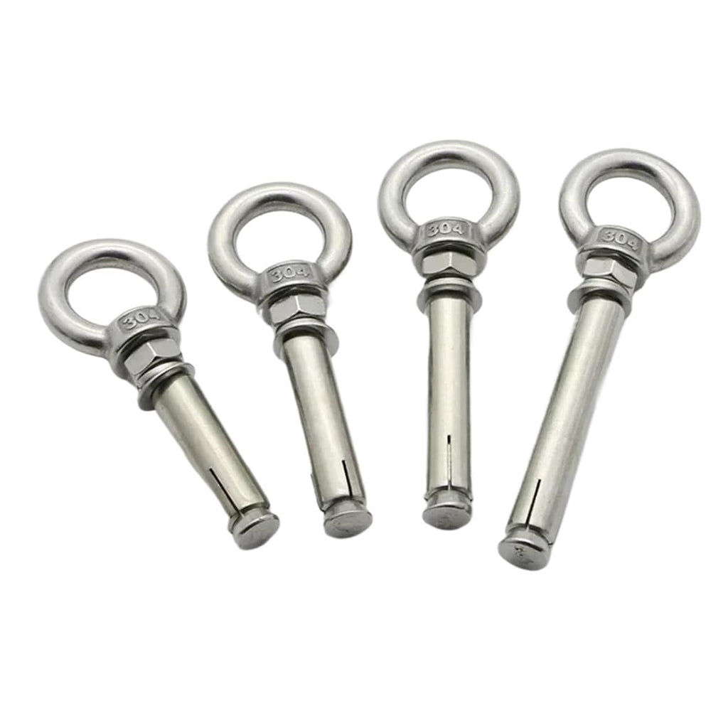 Anchor Bolts,Expansion Bolt, 5Pcs Stainless Steel Universal Ring Expansion Screw Sleeve Anchor Concrete Eye Bolt Installation Artifact Long Hook(M8*60MM)
