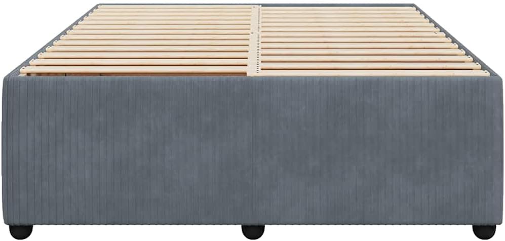 Dark Gray Velvet Bed Frame with Sturdy Plywood and Pine Construction, Breathable Fabric for Comfort, Easy Assembly with Two People, 4-Piece Set for Master or Guest Room