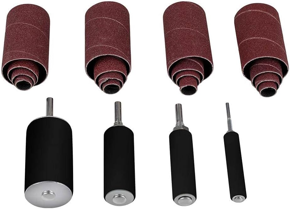 With Storage Box Durable Rubber Abrasive Sleeves Woodworking Metal Polishing Drum Sanding Kit DIY Professional For Drill Press,as shown