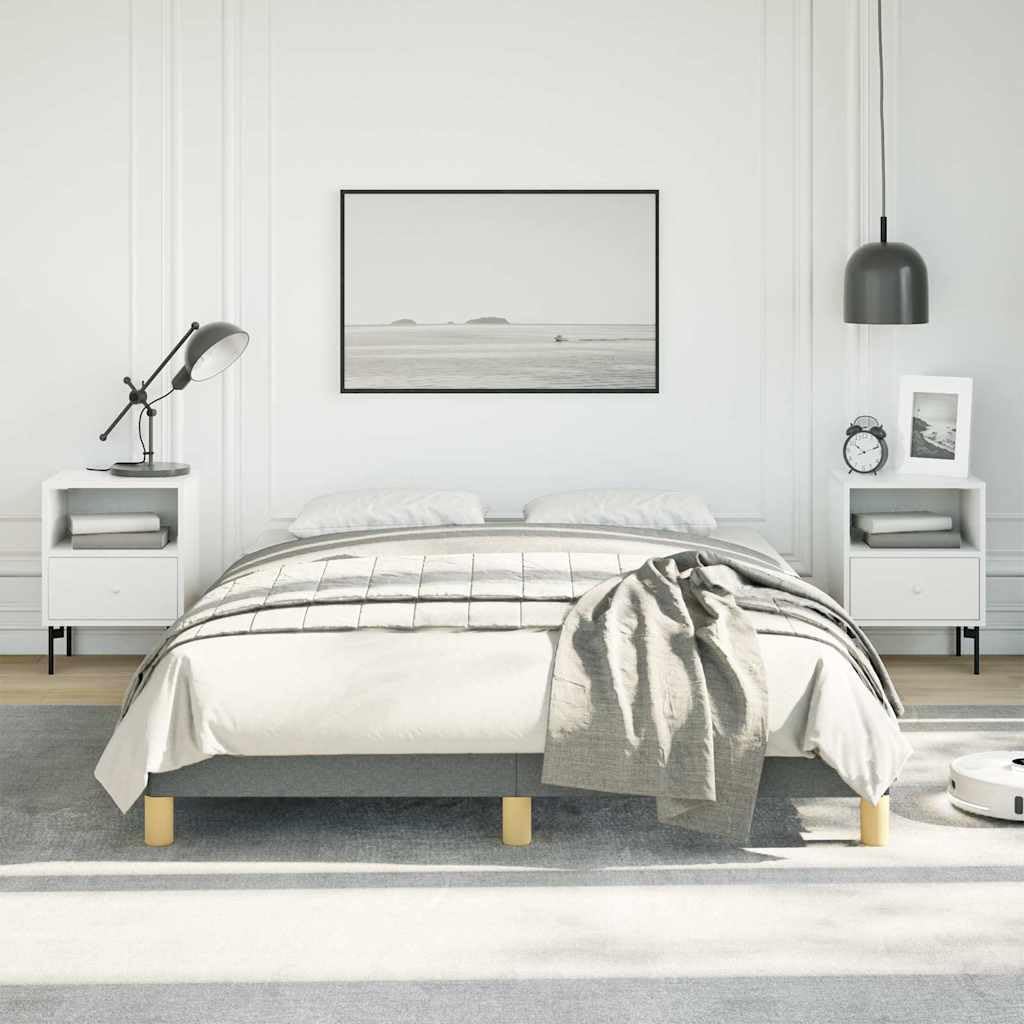 Full Upholstered Bed Frame Dark Gray Polyester Fabric with Engineered Wood, Modern Headboard-Free Design for Bedroom, 4-Piece Set with Plywood Support, Easy Assembly