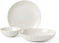 Lenox Dinnerware Set, French Perle Scallop White 12-Piece Set, Service For 4, Stoneware, Dishwasher Safe, Microwave Safe, Plates and Bowls sets, Dish Set, Plate Set, Home And Kitchen (White, 12 Piece)