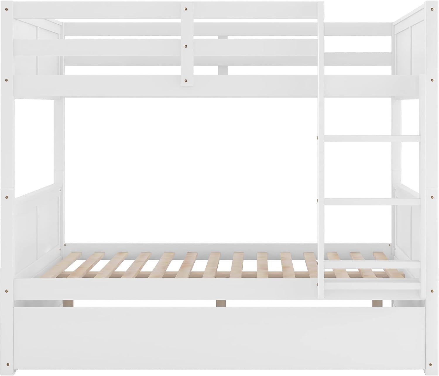 SOFTSEA Solid Wood Bunk Bed Full Over Full, Convertible to 2 Beds, Modern Bunk Bed with Headboard and Footboard, White
