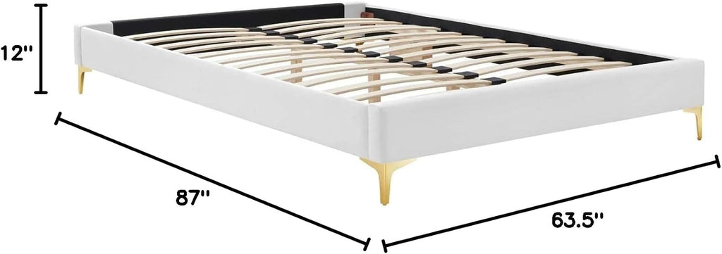 Modway MOD-6275-WHI Sutton Queen Performance Velvet Bed Frame, White