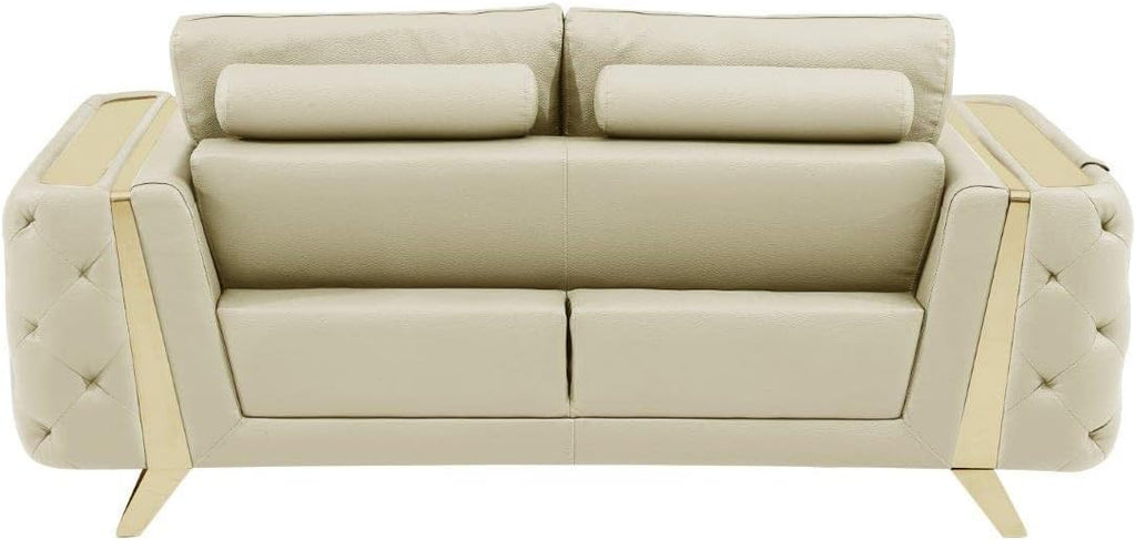 Blackjack Furniture Reggio Collection Full Grain Italian Leather Sofas for Living Room with Brazilian Wood Frame and Stainless Steel Legs, 3-Piece Set, Sofa, Loveseat, and Chair, Beige
