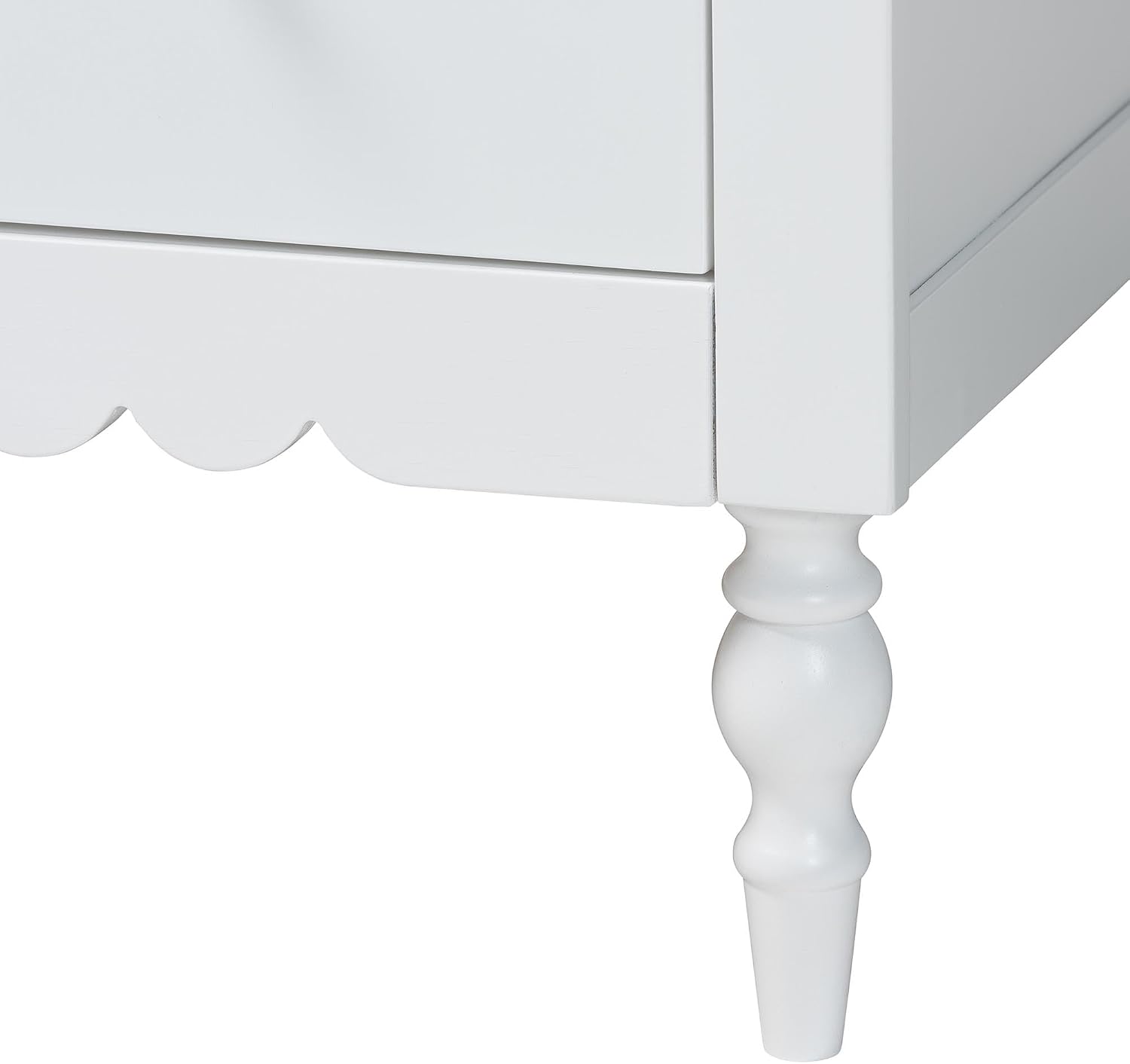 Baxton Studio Roni White Wood 4-Piece Full Bedroom Set with Scalloped Edges