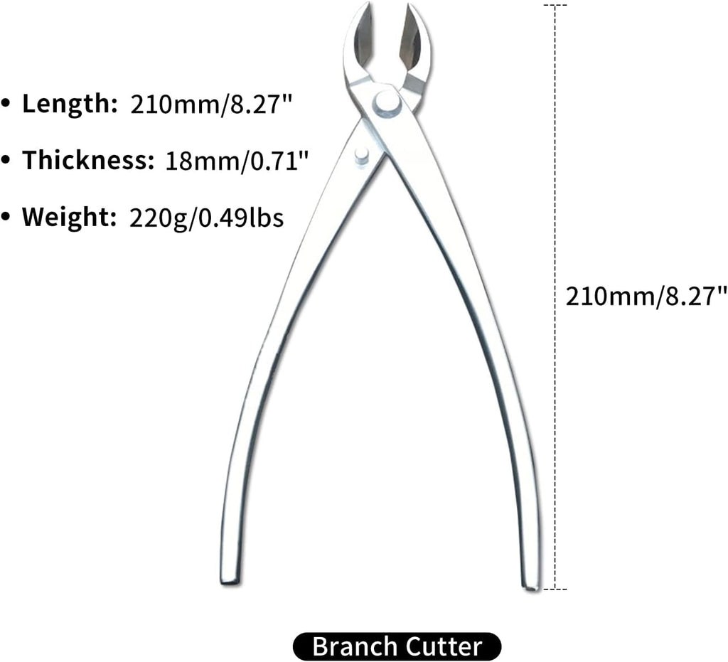 YUEWO Bonsai Tool Kit 6 Pcs 8' Master's Grade for Bonsai Tree with Wire Cutter, Trunk Splitter, Jin Pliers, Knob Cutter Concave, Round Edge Branch Cutter, Jin Pliers Wire Pliers