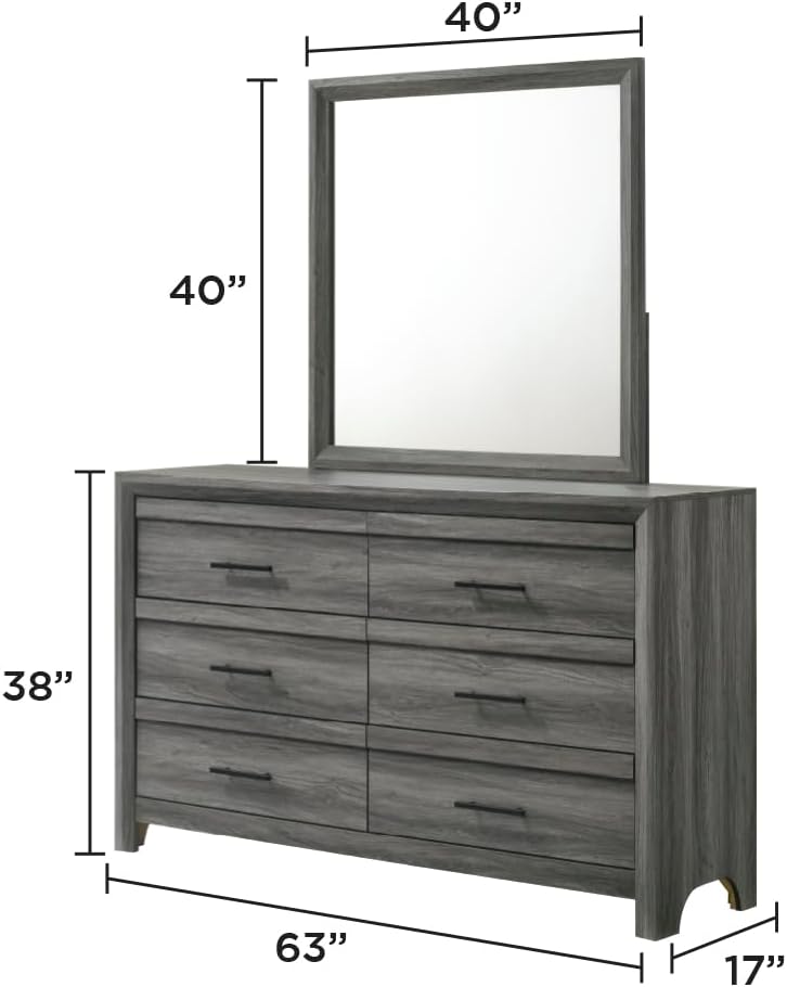 4 Pc Full Bedroom Set Made with Wood in Gray