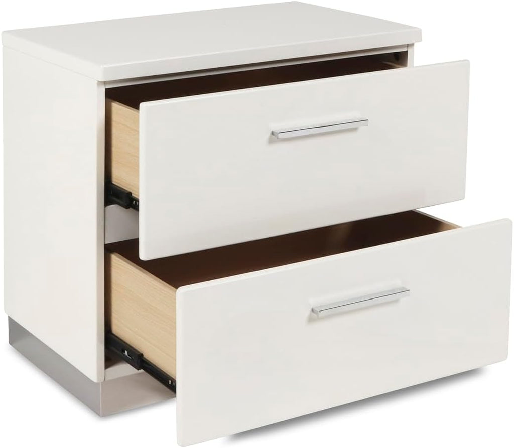 HomeStock Modern 5-Piece Bedroom Set with Lighted Panel Bed - White Finish