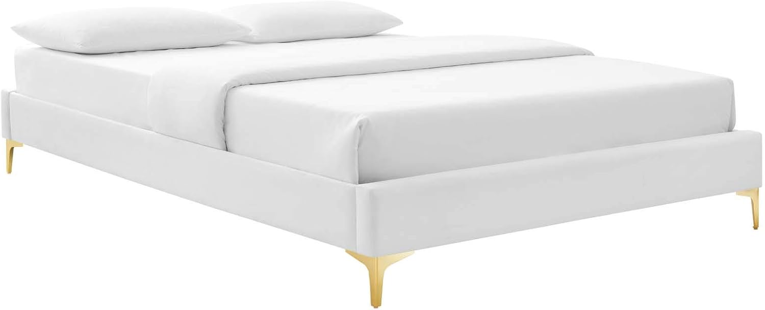 Modway MOD-6305-WHI Sutton Twin Performance Velvet Bed Frame, White