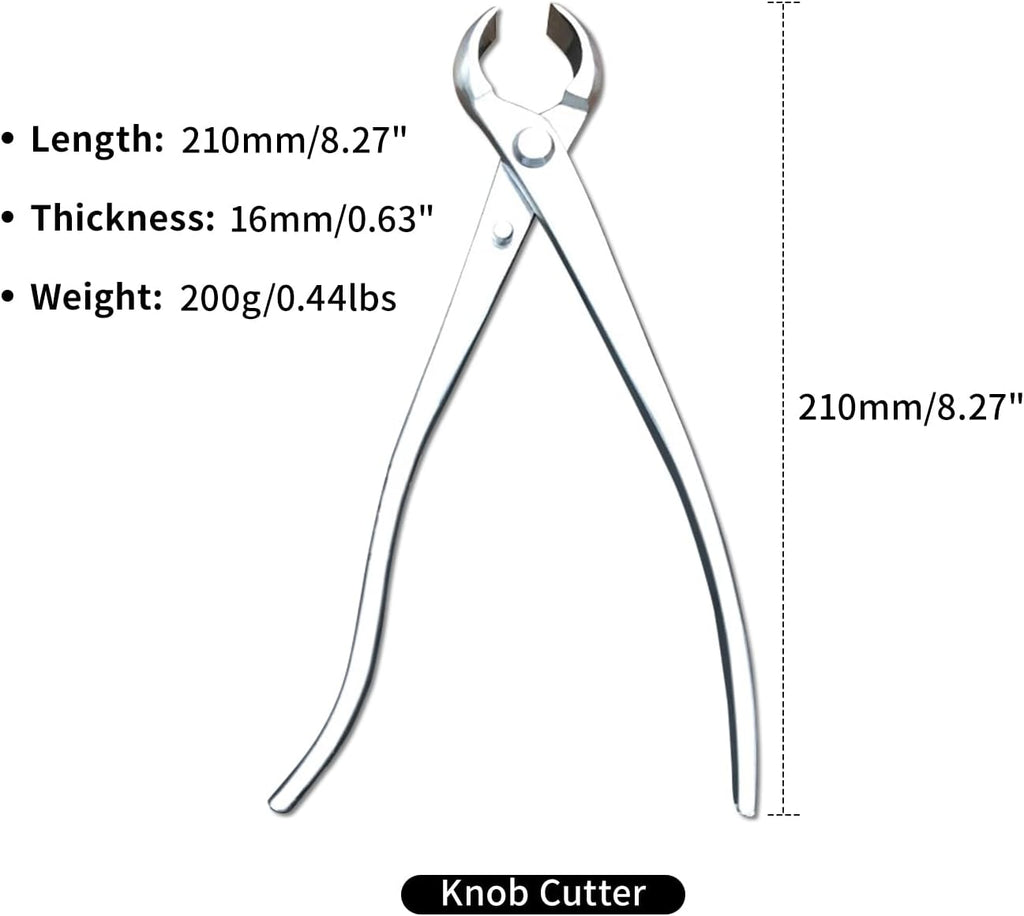YUEWO Bonsai Tool Kit 5 Pcs 8' Master's Grade for Bonsai Tree with Jin Pliers, Root Cutter, Knob Cutter Concave, Long Handle Scissors, Root Pruning Scissors