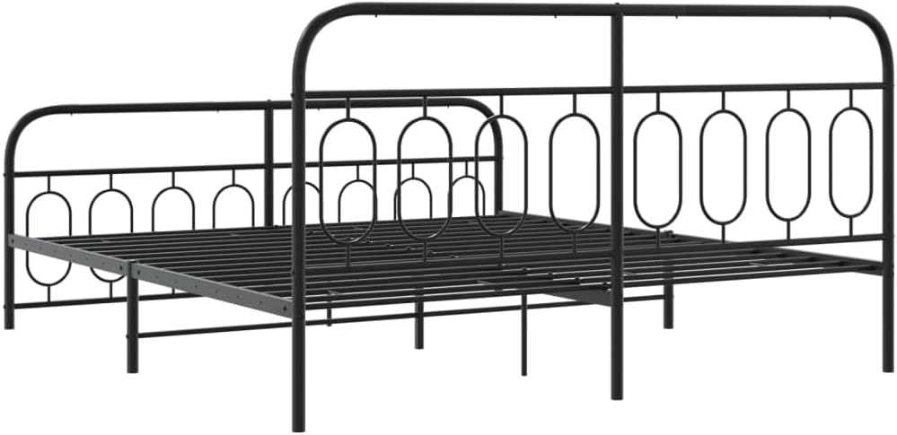 Bed Frame Full Modern Black Steel Frame with Storage, Sturdy Base - Rectangular Beds & Bedroom Set