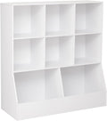 DINZI LVJ Toy Storage Organizer, Kids Bookshelf, Wood Toy Storage Cabinet, 3-Tier 8 Cubby Children Bookcase, 39.4' L Toddler Book Shelf for Playroom, Living Room, Nursery, Hallway, Classroom, White