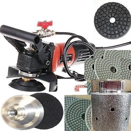 Concrete Countertop Wet Polisher 1 3/8' diamond core bit and zero tolerance grinding drum 40 abrasive pad Variable Speed Grinder Sander Granite Stone Polisher Polishing Fabrication