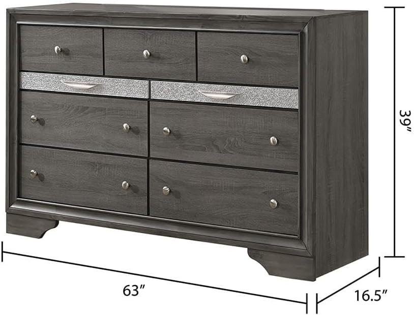 Traditional Style Full 4 Piece Storage Bedroom Set Made with Wood in Gray