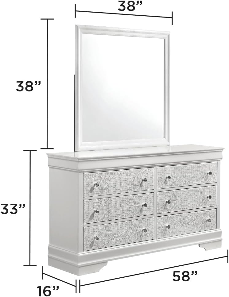 Upholstered 5 Pc Full Bedroom Set with LED Headboard Made with Wood in White