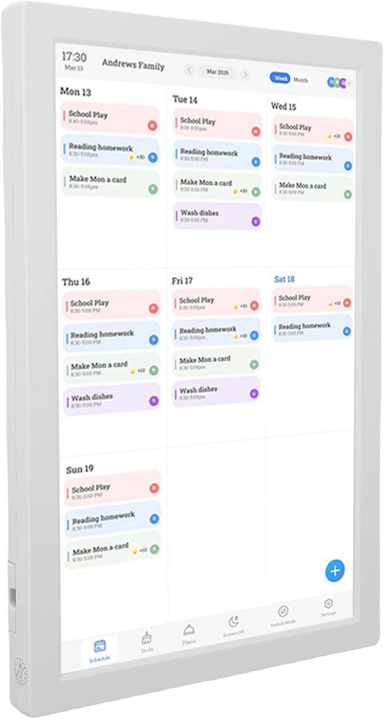 Fabater Digital Calendar, 10.1in HD Touchscreen Smart Calendar, Family with Chore Chart, Meal Plan, Photo Frame, Desk Wall Mountable and Automatic Sync for Household Schedules